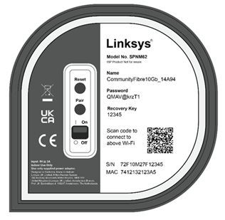 An image of the Linksys SPNM62CF's bottom panel
