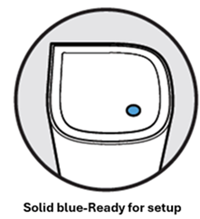 Solid blue light means ready for setup