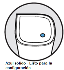 Luz azul fija significa listo para la configuración