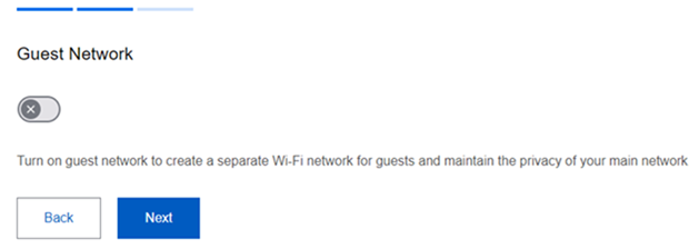 Toggle button to enable or disable the Guest Network