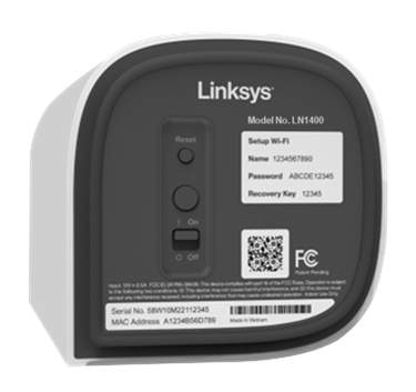 WiFi credentials of the router found at the bottom