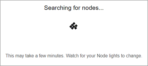 The router indicates that it is scanning for nodes. It may take a few minutes