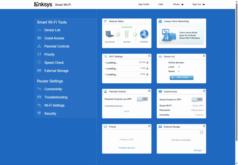 Video record of Linksys web ui clicking the Wi-Fi Settings