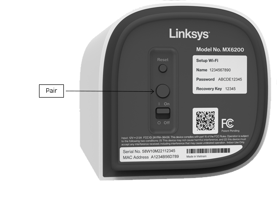 an image of LN1400, MX6200, MBE7000 showing where the Pair button is located