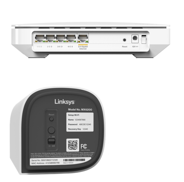 Images of a router's showing the location of their reset button