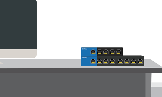 Switches on a shelf or desk placement