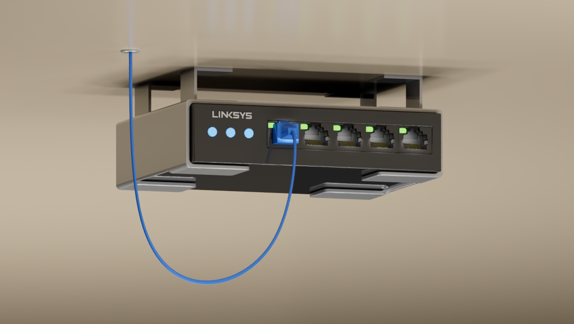 Switch mounted on the ceiling in an enclosure