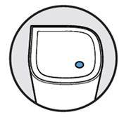 An image of the node displaying a solid blue light