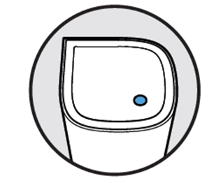 An image of the node displaying a solid blue light