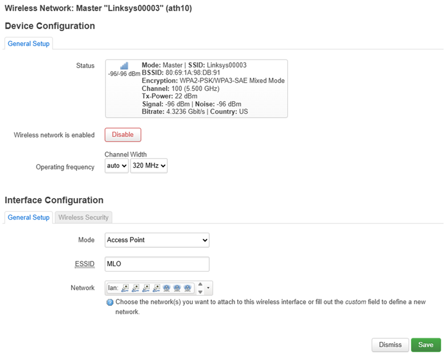 Apply the same configuration to "wifi1" settings