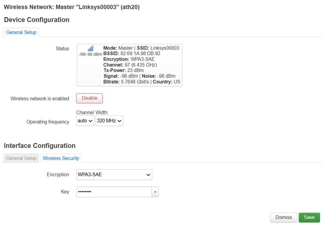 wifi2 settings