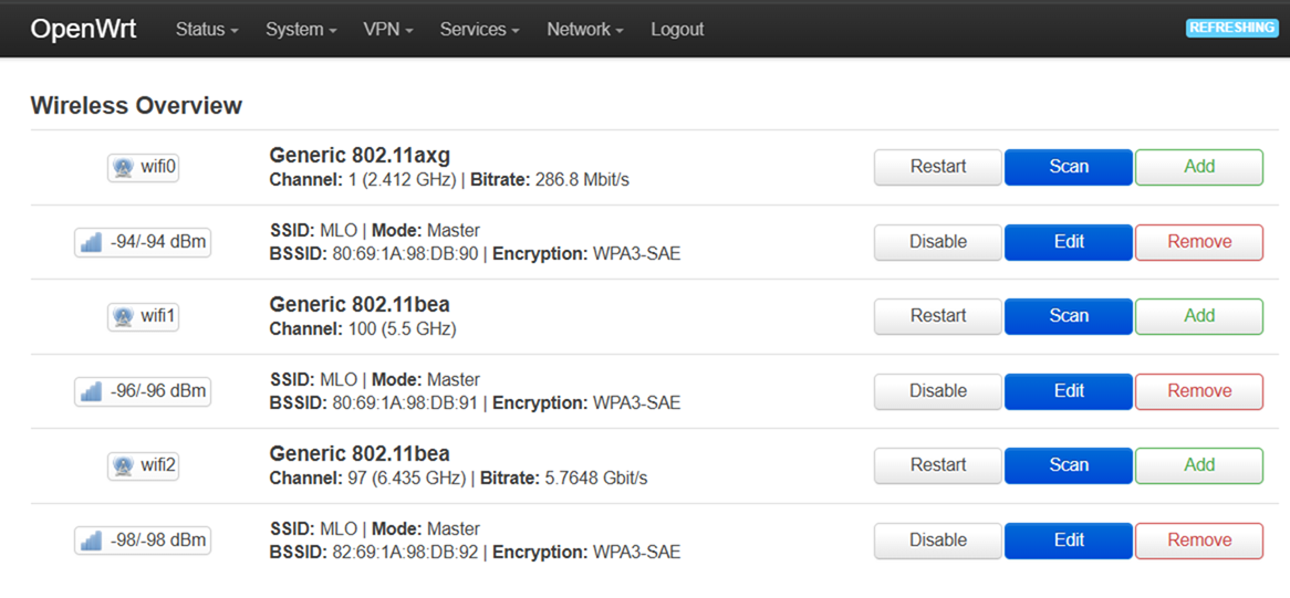wifi0, wifi1, and wifi2 settings overview