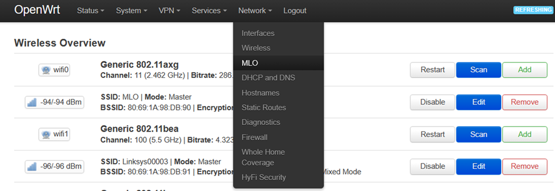 Go to the Network tab and then to the MLO sub-tab