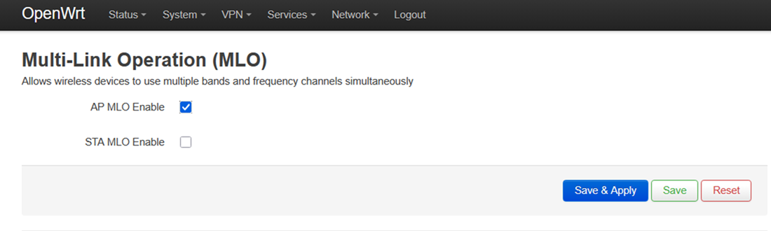 Check where it says "AP MLO Enable". Then click Save and Apply.