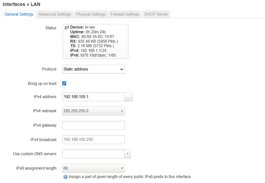 Change the IP address then click Save. And then click on Save & Apply.