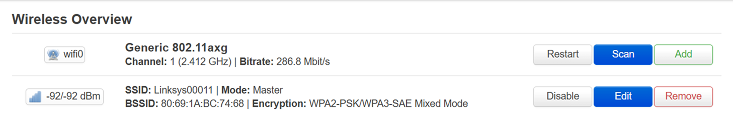 Press the Scan button for 2.4 GHz