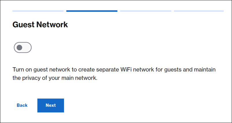 Guest network configuration screen